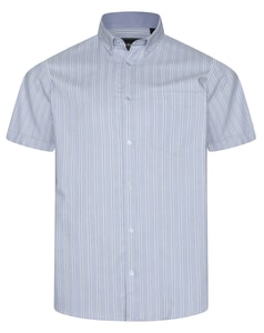 KAM Short Sleeve Casual Stripe Shirt Blue